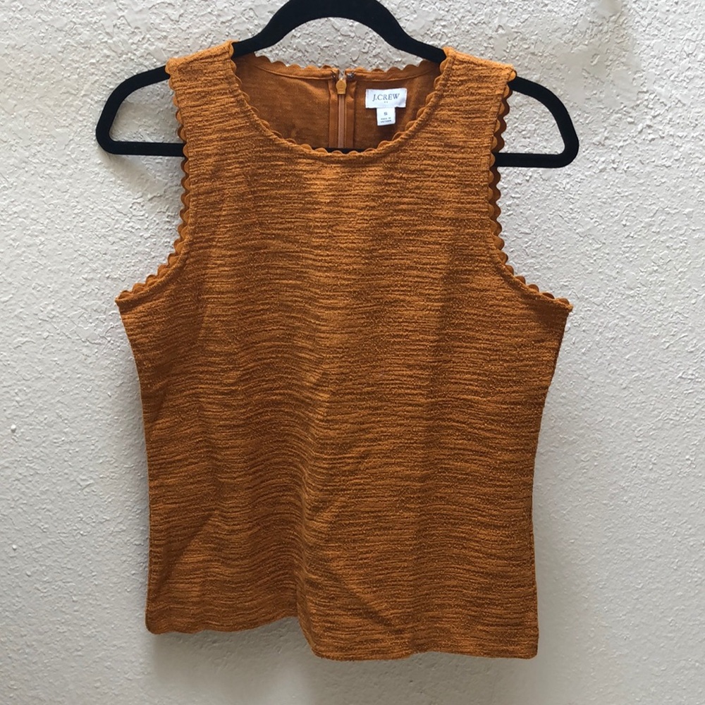 J Crew amber scalloped knit tank top